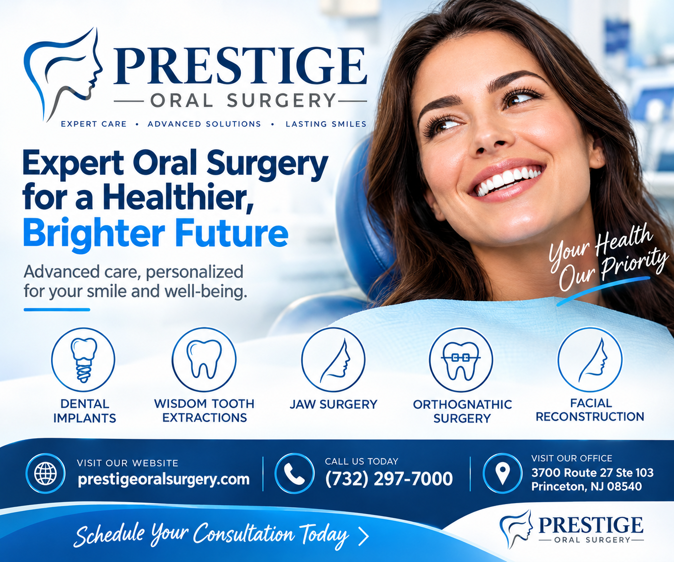 Facebook ad created for Prestige Oral Surgery promoting expert oral surgery services